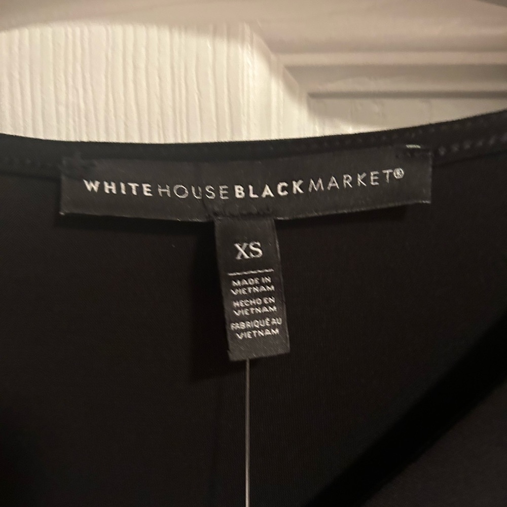 White House Black Market Black Notched Collar Blouse